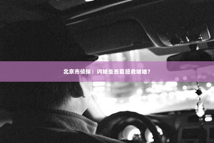 北京市侦探：闪婚是否能拯救婚姻？