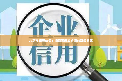 北京市调查公司：挽回丧偶式婚姻的简短文案