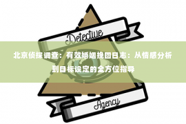 北京侦探调查：有效婚姻挽回日志：从情感分析到目标设定的全方位指导