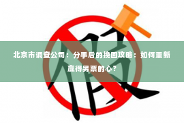 北京市调查公司：分手后的挽回攻略：如何重新赢得男票的心？