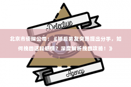 北京市侦探公司：《婚后男友突然提出分手，如何挽回这段感情？深度解析挽回攻略！》