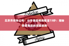 北京市侦探公司：分手挽回视频催泪15秒：揭秘情感挽回的关键瞬间