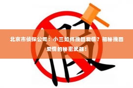 北京市侦探公司：小三如何挽回爱情？揭秘挽回爱情的秘密武器！