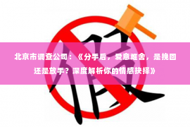 北京市调查公司：《分手后，爱意难舍，是挽回还是放手？深度解析你的情感抉择》